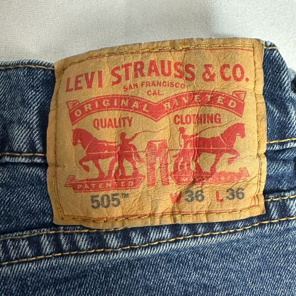Levis 505 Original Fit Mens Jeans W36 L36 Medium Wash Denim Straight Leg - Picture 3 of 6